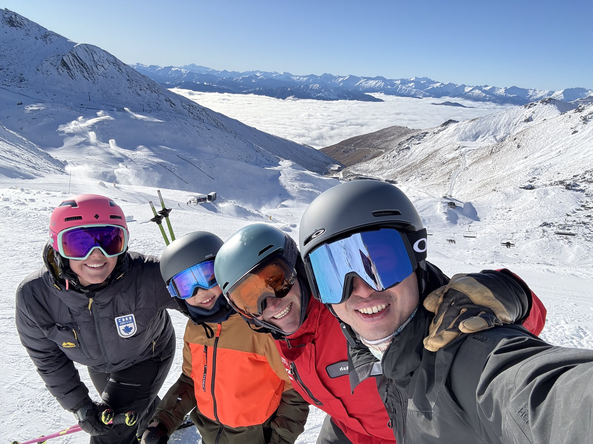 Ash Johns with private ski guests in the Southern Alps